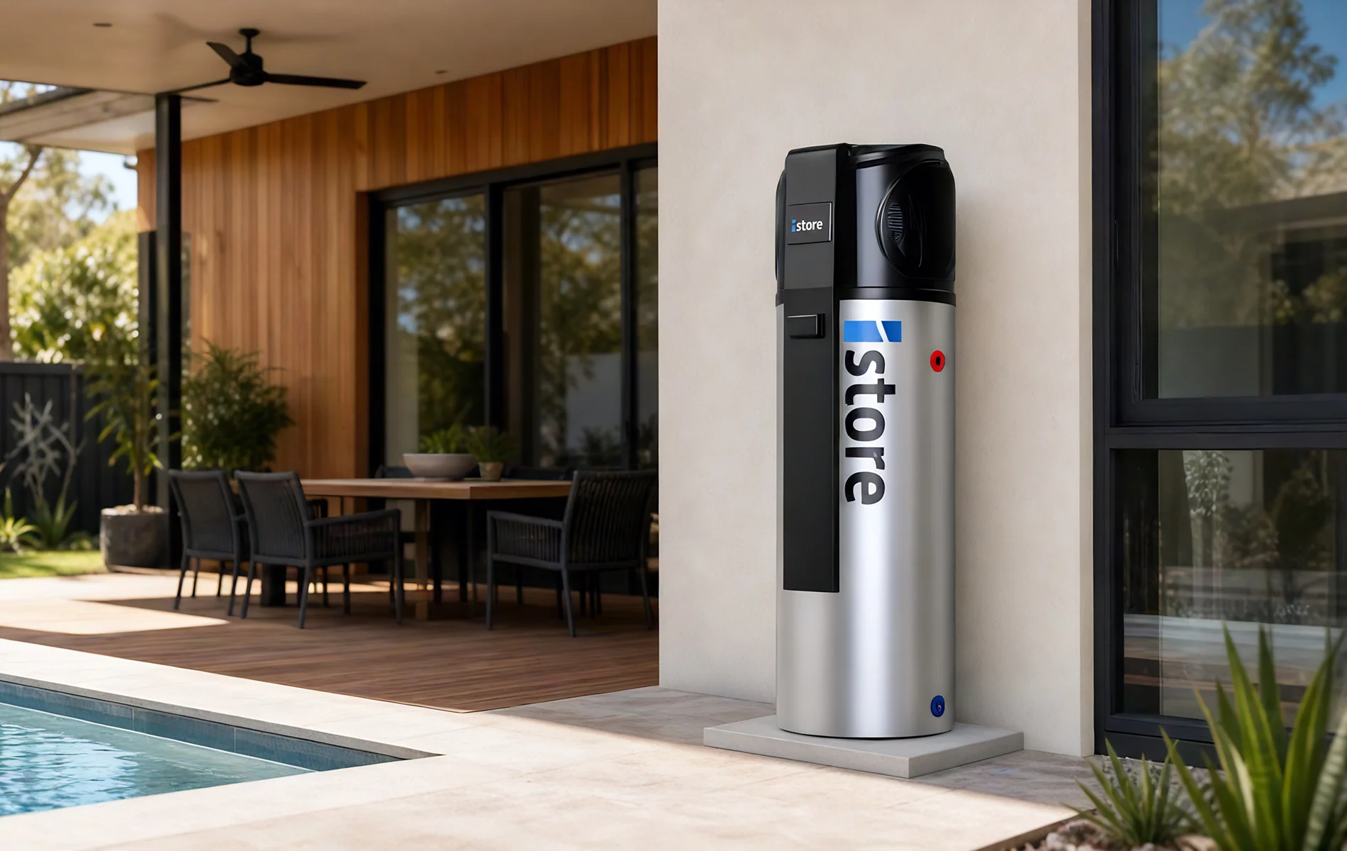 iStore 180L and 270L heat pump hot water systems installed at a modern Australian home